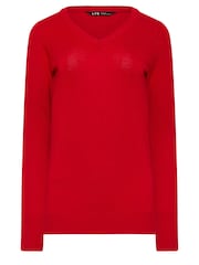 Long Tall Sally Red V-Neck Long Sleeve Jumper - Image 5 of 5
