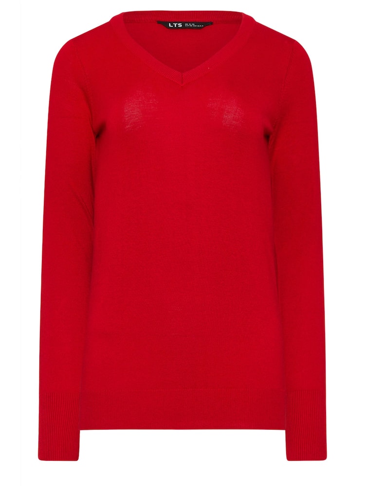 Long Tall Sally Red V-Neck Long Sleeve Jumper - Image 5 of 5
