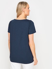 Long Tall Sally Blue 100% Cotton Square Neck Crochet Top - Image 3 of 5
