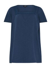 Long Tall Sally Blue 100% Cotton Square Neck Crochet Top - Image 5 of 5