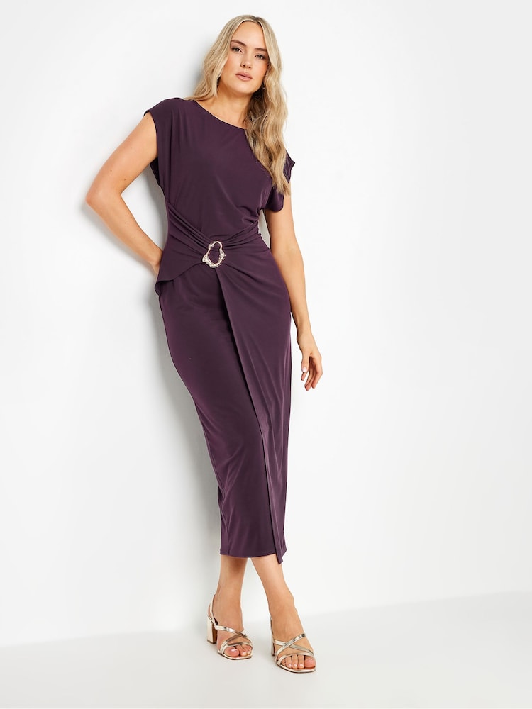 Rot - Long Tall Sally – Midaxi-Kleid mit Drapierung und Schnallen-Detail - Bild 1 von 5