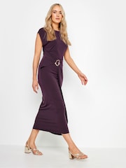 Rot - Long Tall Sally – Midaxi-Kleid mit Drapierung und Schnallen-Detail - Bild 2 von 5