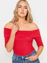 Long Tall Sally Red Bardot Top - Image 4 of 5