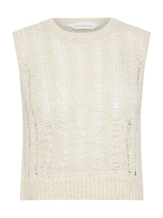 PixieGirl Petite Cream Tape Yarn Vest Top - Image 6 of 6