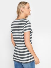 Gris - Long Tall Sally 100% Cotton Charcoal Striped Top - Imagen 3 de 5