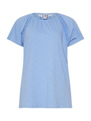 Long Tall Sally Blue 100% Cotton Crochet Detail Raglan T-Shirt - Image 5 of 5
