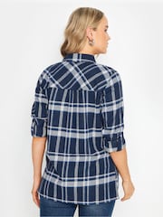 Long Tall Sally Blue Check 100% Cotton Shirt - Image 4 of 6