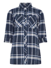 Long Tall Sally Blue Check 100% Cotton Shirt - Image 6 of 6