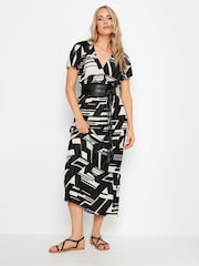 Long Tall Sally Black Abstract Pleated Midi Dress - Image 1 of 5