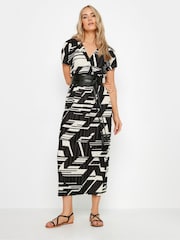 Long Tall Sally Black Abstract Pleated Midi Dress - Image 2 of 5