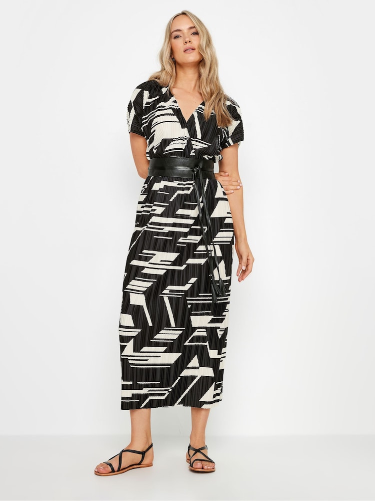 Long Tall Sally Black Abstract Pleated Midi Dress - Image 2 of 5