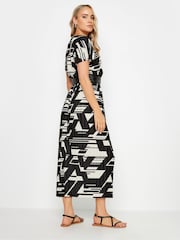 Long Tall Sally Black Abstract Pleated Midi Dress - Image 3 of 5