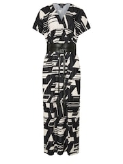 Long Tall Sally Black Abstract Pleated Midi Dress - Image 5 of 5