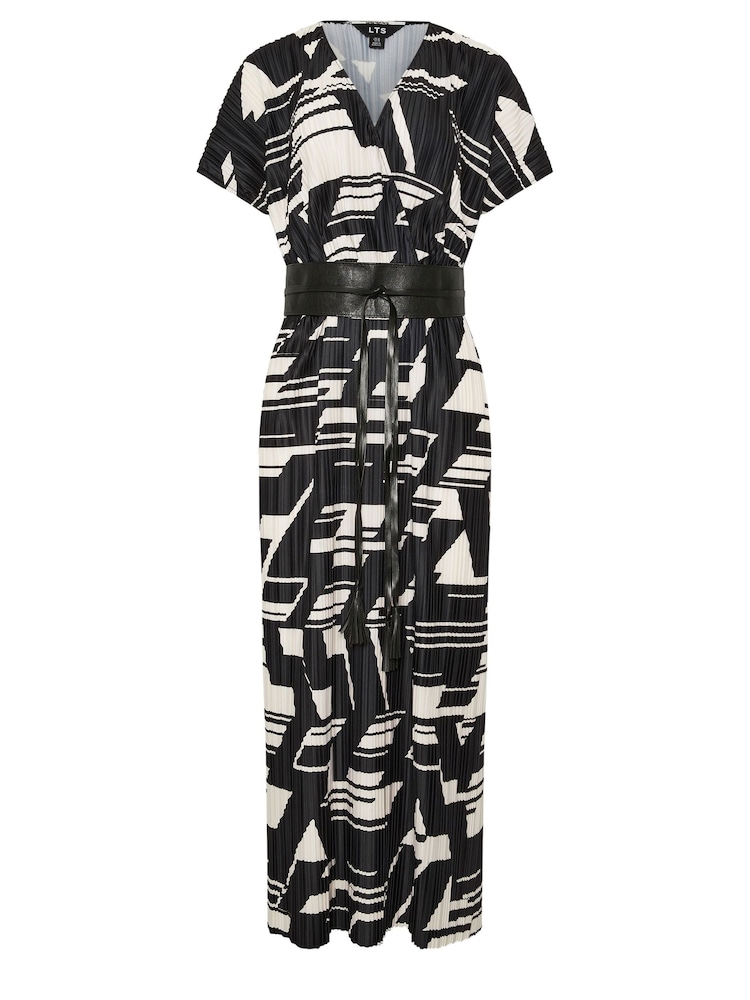 Long Tall Sally Black Abstract Pleated Midi Dress - Image 5 of 5
