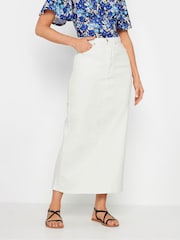 Long Tall Sally White Midaxi Denim 100% Cotton Skirt - Image 1 of 5