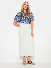 Long Tall Sally White Midaxi Denim 100% Cotton Skirt - Image 2 of 5