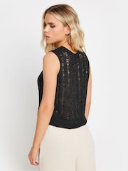 PixieGirl Petite Black Tape Yarn Vest Top - Image 3 of 5