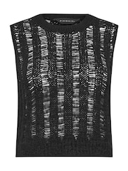 PixieGirl Petite Black Tape Yarn Vest Top - Image 5 of 5