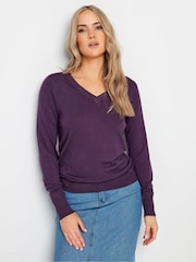 Long Tall Sally Purple V-Neck Long Sleeve Jumper - Image 2 of 6