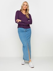 Long Tall Sally Purple V-Neck Long Sleeve Jumper - Image 3 of 6