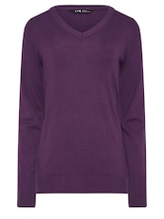 Long Tall Sally Purple V-Neck Long Sleeve Jumper - Image 6 of 6