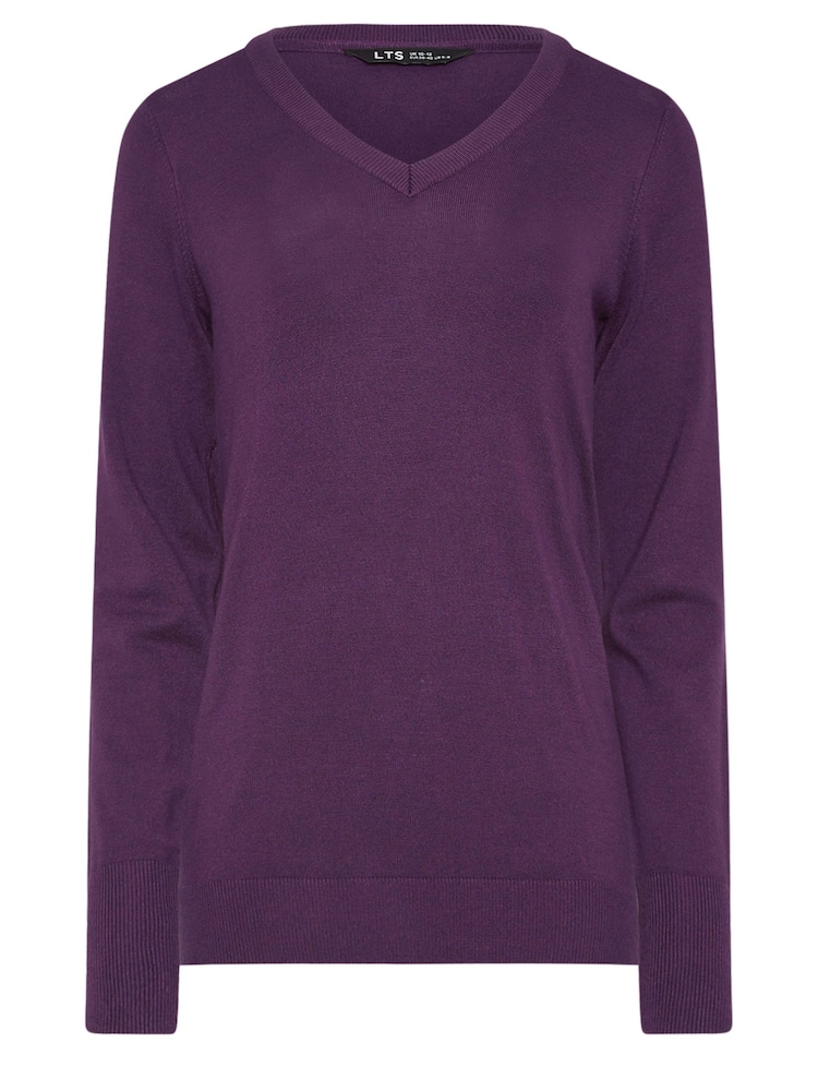 Long Tall Sally Purple V-Neck Long Sleeve Jumper - Image 6 of 6