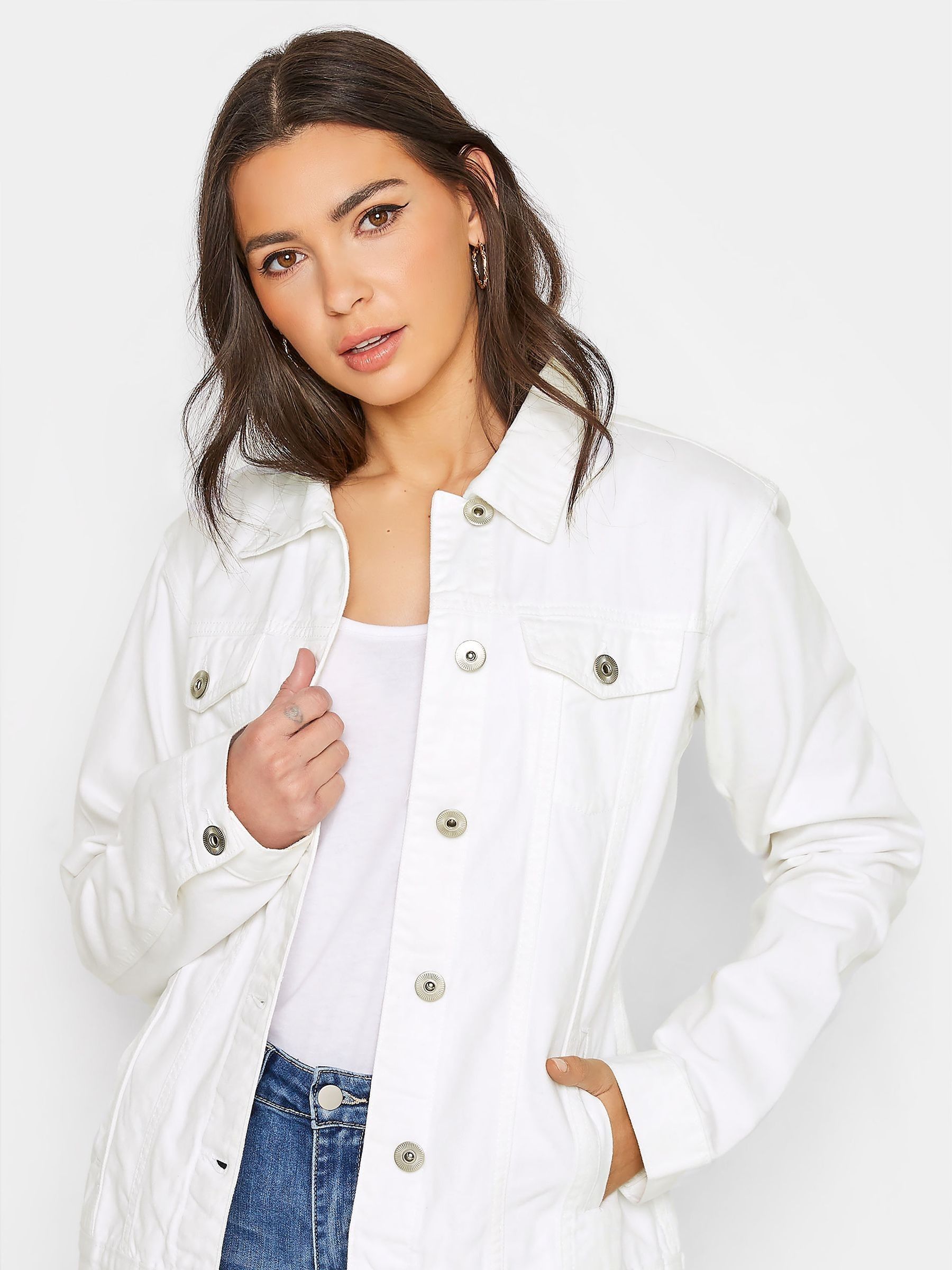 Long Tall Sally White 100 Cotton Denim Jacket