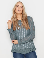 Long Tall Sally Grey Blush Tape Yarn Jumper - Image 1 of 5