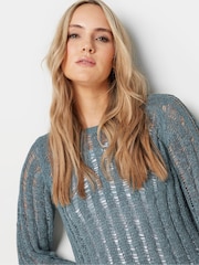 Long Tall Sally Grey Blush Tape Yarn Jumper - Image 4 of 5