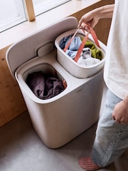 Joseph Joseph Pale Mushroom Tota 2 Twin 90L Easy-empty Laundry Basket - Image 1 of 5