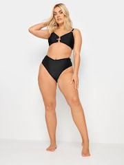 Yours Curve Black Ring Detail Bikini Top - Image 2 of 6