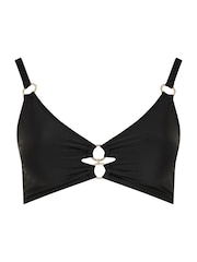 Yours Curve Black Ring Detail Bikini Top - Image 5 of 6