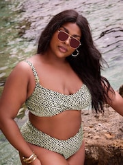 Yours Curve Metallic Geometric Twist Front Bikini Top - Image 1 of 7