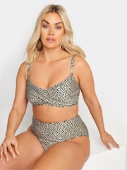 Yours Curve Metallic Geometric Twist Front Bikini Top - Image 2 of 7