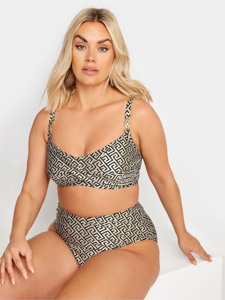 Yours Curve Metallic Geometric Twist Front Bikini Top - Image 2 of 7