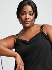 Yours Curve Black Limited Double Metal Trim Cami Top - Image 4 of 5