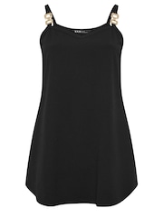 Yours Curve Black Limited Double Metal Trim Cami Top - Image 5 of 5
