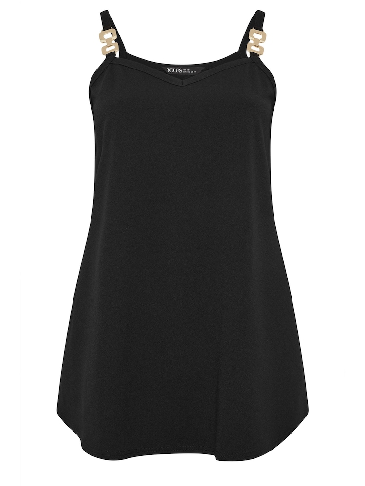 Yours Curve Black Limited Double Metal Trim Cami Top - Image 5 of 5