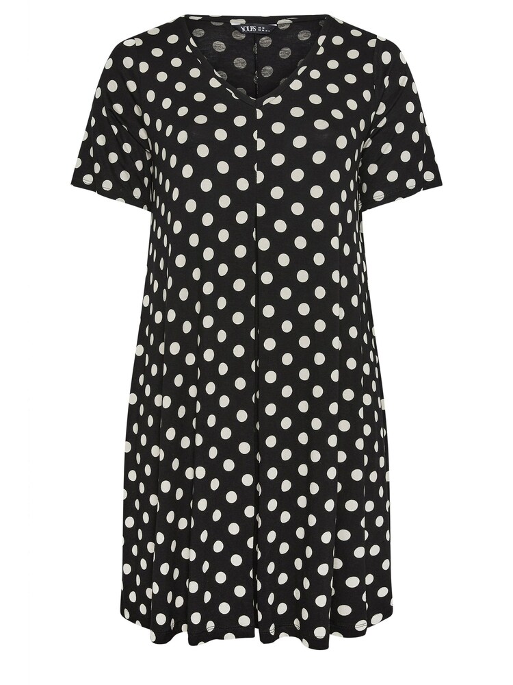 Yours Curve Black Dot Print Mini Dress - Image 5 of 5 Yours Curve Black Dot Print Mini Dress - Image 5 of 5