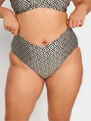Yours Curve Metallic Geometric V-Front Bikini Briefs - Image 2 of 5