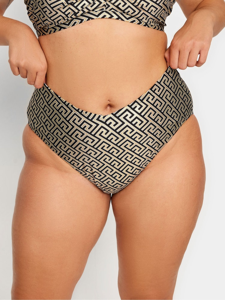 Yours Curve Metallic Geometric V-Front Bikini Briefs - Image 2 of 5
