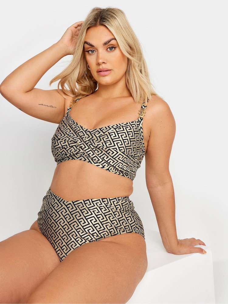 Yours Curve Metallic Geometric V-Front Bikini Briefs - Image 3 of 5