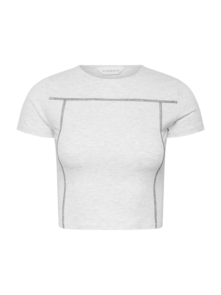 PixieGirl Petite Grey Contrast Stitch Top - Image 5 of 5
