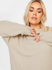 Yours Curve Natural Ribbed Jumper Dress - Image 5 of 6