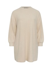 Yours Curve Natural Ribbed Jumper Dress - Image 6 of 6