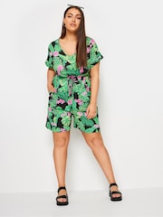 Yours Curve Black Limited 100% Cotton T-Shirt Drawcord Playsuit - Image 2 of 5