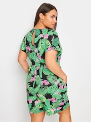 Yours Curve Black Limited 100% Cotton T-Shirt Drawcord Playsuit - Image 3 of 5