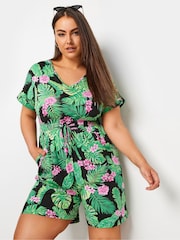 Yours Curve Black Limited 100% Cotton T-Shirt Drawcord Playsuit - Image 5 of 5