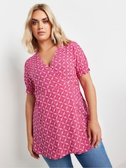 Rojo - Yours Curve Wrap Frill Sleeve Blouse - Imagen 1 de 5