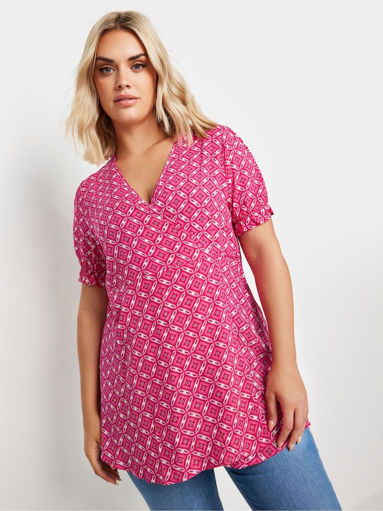 Rojo - Yours Curve Wrap Frill Sleeve Blouse - Imagen 1 de 5